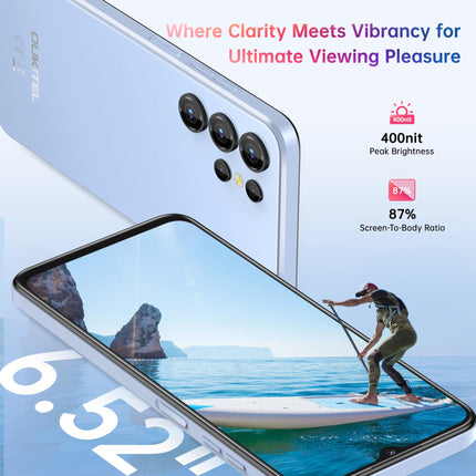 OUKITEL C1 Android 15 nutitelefon ilma lepinguta, 16 GB + 128 GB / 1 TB mobiiltelefon odav, 6,52" HD+ mobiiltelefon ilma lepinguta, 5150 mAh SIM-kaardita mobiiltelefonid, 13 MP + 5 MP, kahekordne 4G SIM-kaart, 3 pesa/sõrmejäljelugeja/OTG/3,5 mm pesa