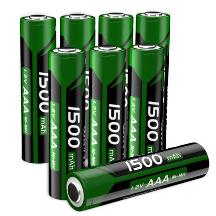 AAA Rechargeable Batteries, 1500mAh High Capacity Long-Lasting Power AAA Batteries 1.2V NI-MH Low Self Discharge Triple A Battery for TV Remote Control, Household and Office Appliances (8 Pack)