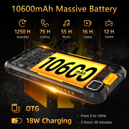 OUKITEL WP23 Pro Outdoor Smartphone Ohne Vertrag - 16GB RAM+128GB ROM 10600mAh Outdoor handy, 6,52" HD+ Display Android 13 Rugged Smartphone, 13MP+5MP, IP68 Wasserdichit Handys/Dual SIM 4G/NFC/OTG/GPS