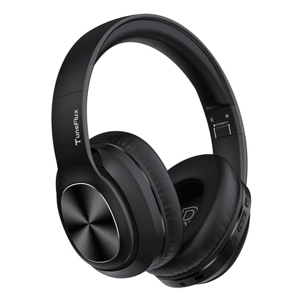 TuneFlux Bluetooth kõrvaklapid, 80 tundi aku tööiga, juhtmevabad Bluetooth kõrvaklapid 3 ekvalaiseri režiimiga, HiFi stereo, sisseehitatud mikrofon, kokkupandavad juhtmevabad kõrvaklapid - mustad