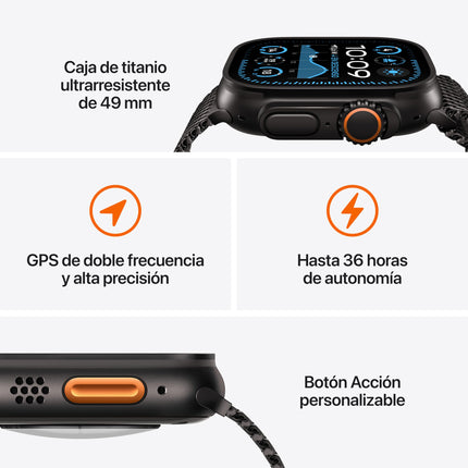 Apple Watch Ultra 2 [GPS + Cellular, 49mm] Natural Titanium Case with Blue Trail Loop Band, M/L (Refurbished)