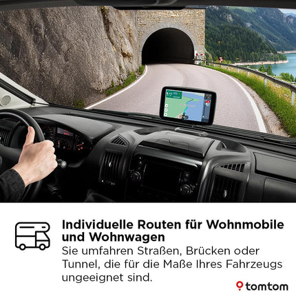 TomTom Camper Navi GO Camper Tour 2. põlvkond (6-tolline ekraan matkaautode ja haagissuvilate huvipunktidega, Wi-Fi uuendused, TomTom Traffic, Euroopa kaardid, dünaamiline sõiduraja abiline)