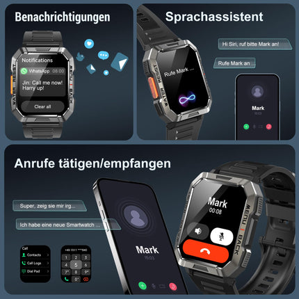 Blackview Smartwatch Men, Fitness Watch with Phone Function, Make/Receive Calls, Compass, IP68 Waterproof, Sports Watch with 100+ Sports Modes, Heart Rate Sleep Monitor, Pedometer, Watch for Android iOS