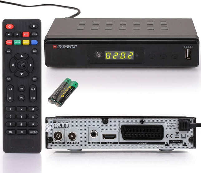 Opticum C200 PVR HDTV kaabelvastuvõtja (PVR-valmis, HDMI, Full HD, USB, EPG, SCART) must
