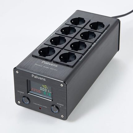 Pailvens HiFi pikendusjuhe, 8-suunaline häirete filtri pistikupesa LCD-ekraaniga, ülepingekaitse, koormuskaitse kuni 15 A, mitmikpesa kõlaritele, CD-DVD-mängija, must