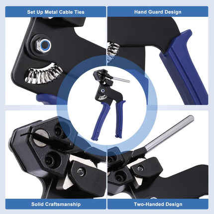 homdat 150 pieces stainless steel cable ties and metal tie gun, 3 sizes metal cable ties, cable tie pliers set cable tie tool with gloves, cable tie remover, tool bag