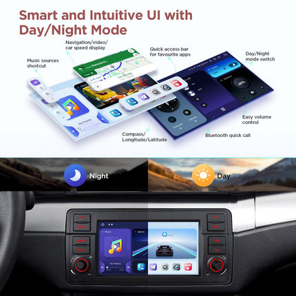 XTRONS 7-tolline QLED IPS Android 14 autoraadio Qualcomm 665 Octa Core 8GB 256GB sisseehitatud 4G LTE automäng Android Auto HDMI väljund WiFi GPS Bluetooth 5.0 valikuline DAB OBD BMW E46 Rover 75 ZT jaoks