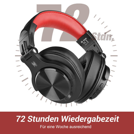 OneOdio Bluetooth-kõrvaklapid kõrva peale, 72 tundi HiFi stereo juhtmevabad kõrvaklapid, juhtmevabad kõrvaklapid 6,35 mm ja 3,5 mm pistikuga stuudio DJ mobiiltelefoni arvuti võimendi jaoks - punane
