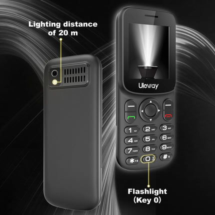 ukuu 4G seenioride mobiiltelefon ilma lepinguta – suurte nuppudega mobiiltelefon pika 1000mAh aku tööeaga, 1,8-tolline värviline ekraan, pensionäride mobiiltelefon taskulambiga (must)