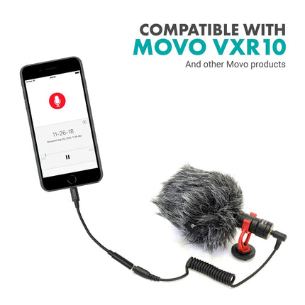 Movo IMA-1 3.5mm TRRS Microphone Adapter Cable to Lightning Connector Dongle, Compatible with Apple iPhone, iPad, Smartphones, and Tablets, Optimized for Microphones/Pro Audio, Black