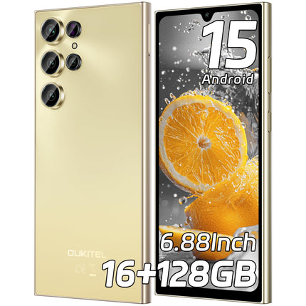OUKITEL C61 Android 15 nutitelefon lukustamata, 16 GB + 128 GB / 1 TB mobiiltelefon ilma lepinguta, 6,88" HD+ 90Hz ekraan, 5150 mAh mobiiltelefon soodne, 13 MP + 5 MP, 4G kahe SIM-kaardiga SIM-kaardivabad mobiiltelefonid/sõrmejälg/OTG/näotuvastusega