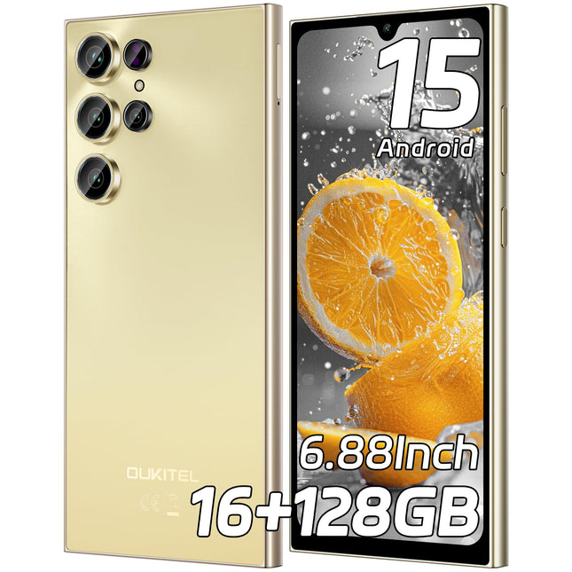 OUKITEL C61 Android 15 nutitelefon lukustamata, 16 GB + 128 GB / 1 TB mobiiltelefon ilma lepinguta, 6,88" HD+ 90Hz ekraan, 5150 mAh mobiiltelefon soodne, 13 MP + 5 MP, 4G kahe SIM-kaardiga SIM-kaardivabad mobiiltelefonid/sõrmejälg/OTG/näotuvastusega