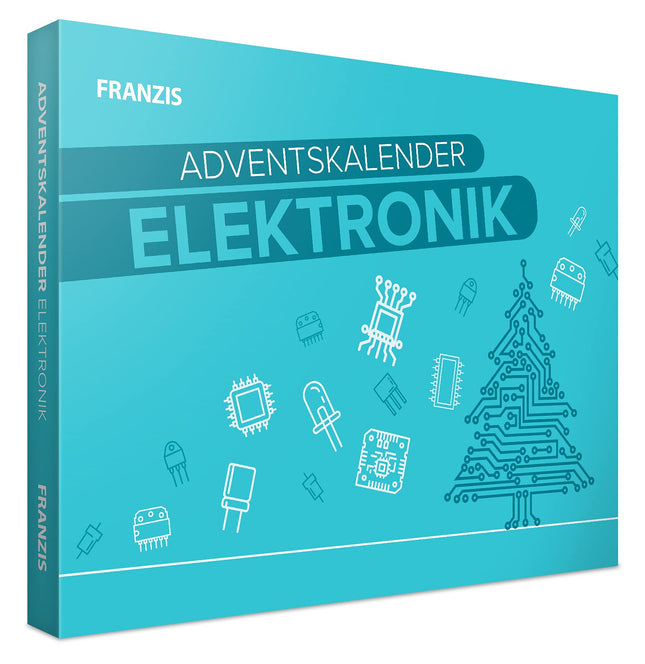 FRANZIS 67400 - Elektroonika advendikalender, 24 põnevat elektroonikakatset, komplekt trükkplaadi ja komponentidega, sh 31-leheküljeline raamat, mitmevärviline
