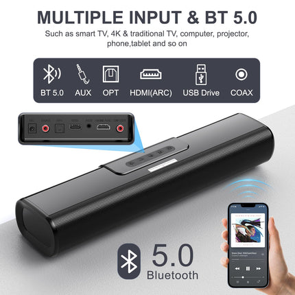 EnjoyNest heliriba subwooferiga, 2.1-kanaliga heliriba nutiteleritele, 16-tolline, Bluetooth, optiline, HDMI (ARC), AUX, koaksiaal- ja USB-ühendus, seinale kinnitatav, 50 vatti