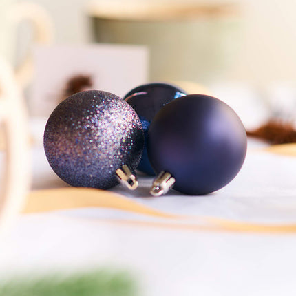 Heitmann Deco Christmas tree - set of 18 - balls - Christmas tree - Christmas balls - purple - gloss - glitter - diameter: approx. 6 cm