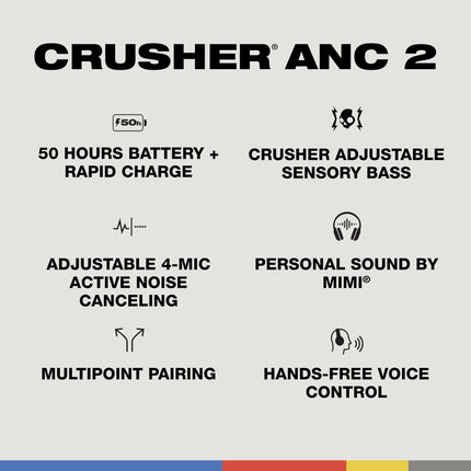 Skullcandy Crusher ANC 2 kõrvaklapid mürasummutavate juhtmevabade kõrvaklappidega, millel on sensoorne bass, 50-tunnine aku tööiga, Skull-iQ, Alexa tugi, mikrofon, Bluetooth-ühilduv - Realtree Edge värvid, roosad