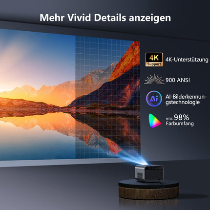 VGKE Smart Projector 4k Home Theater, Netflix Official/Autofocus/Keystone Correction, 30000 Lumens Full HD 1080p WiFi6 Bluetooth Video Projector with Dolby Audio, Home/Outdoor Projector for Phone/Laptop
