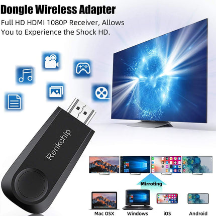 WiFi Display Dongle, Wireless Display Dongle, HDMI Adapter, 1080P Portable TV Receiver, Airplay Dongle Mirror Screen from Phone to Big Screen, Support Miracast Airplay DLNA