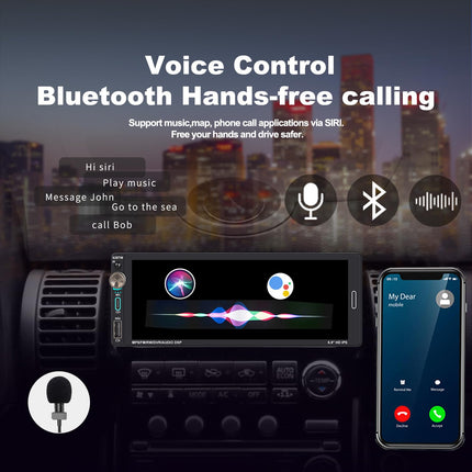 Alondy autoraadio 1Din ekraaniga (6,9"), ühildub Apple CarPlayga [juhtmevaba], Android Auto, Bluetooth, USB (C-tüüp, 2.1A kiirlaadimine), tahavaatekaamera, AM/FM/RDS raadio.
