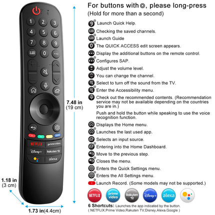 For LG Magic Remote Control TV, for Original TV Remote MR24GA MR23GA MR22GN MR21GA, for LG Smart TV Remote Control, with Voice Function Pointer Function