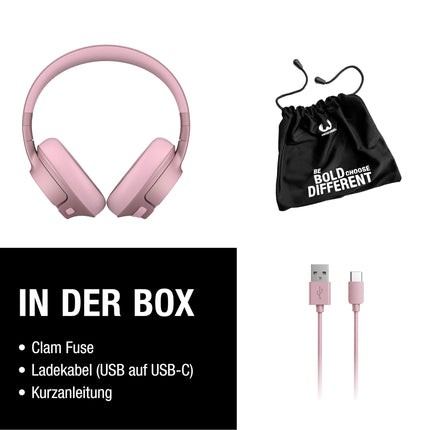 Fresh 'N Rebel Clam Fuse Bluetooth kõrvaklapid hübriidse aktiivse mürasummutusega, ENC mikrofoniga (täiuslikud kõned), juhtmevabad kõrvaklapid ümbritseva režiimiga, 45 tundi mänguaega (roosa)