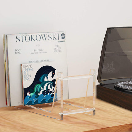 HIIMIEI plaadialus, akrüülist eemaldatav plaadialus vinüülplaatide hoidmiseks | LP-alus 12 libisemiskindla soonega 50 või enama plaadi jaoks | 13,7 x 6,65 x 7,5 tolli - läbipaistev