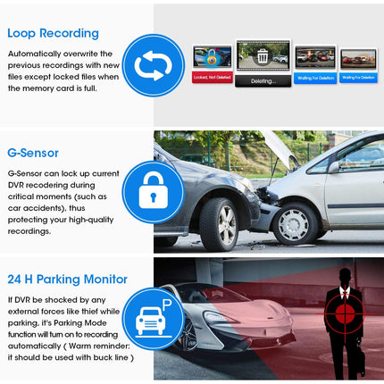 Jansite Mirror Dashcam with Rear View Camera 10'' Touch Screen FHD 1080P Car Camera Rear View Camera Mirror with 10 Meter Cable, Dashcam Mirror with 170° Wide Angle Night Vision Wide Angle G-Sensor