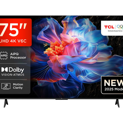 TCL 75V6C 75-tolline Direct LED-teler, 4K HDR-teler, nutiteler Google TV-ga (Dolby Audio, liikumise selgus, ühildub Google Assistant ja Alexaga)