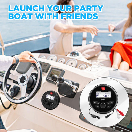 Waterproof Bluetooth Marine Stereo Receiver with MP3 Player on DAB+/AM/FM Radio and USB for Streaming Music on Boats, Golf Carts, ATVs, UTVs and Spas, Hot Tubs (DAB+)