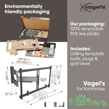Vogel's Elite TVM 5645 pöörlev, üliõhuke teleri seinakinnitus 40–77-tollistele teleritele, max. 45 kg, pööratav kuni 180°, täisliikumisega telerikinnitus max. VESA 600x400, universaalne ühilduvus