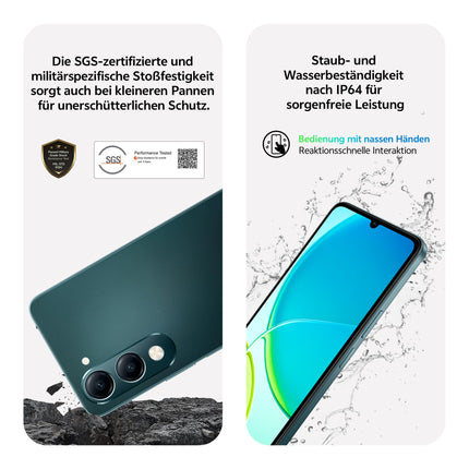 VIVO Y04 Smartphone, 6G + 128G, 6.74” 90Hz LCD Display, 5150 mAh Battery, 200% Super Loud Audio, 10x High Intensity Flashlight, AI Image Processing, IP64, Dual SIM, MicroSD Supported