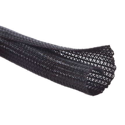 Alex Tech 13mm-7.7m self-closing cable sleeving woven cable sheath cable protector cuttable black for TV computer home theater automotive cables at home and in the office