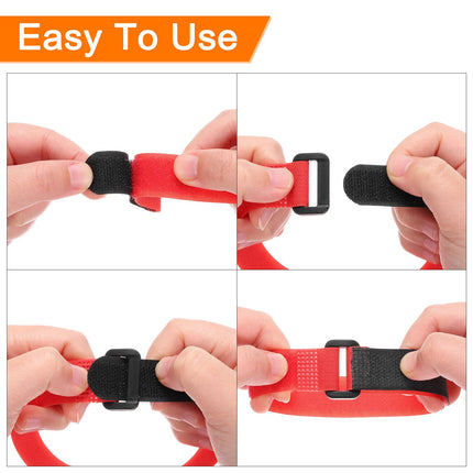 sourcing map Reusable Battery Tie Down Straps, 2 x 30.5 cm Pink Nylon Multipurpose Battery Holder Adjustable Strap Hook and Loop Fastener for Home, Office, RC, Boat, Car, Pack of 5