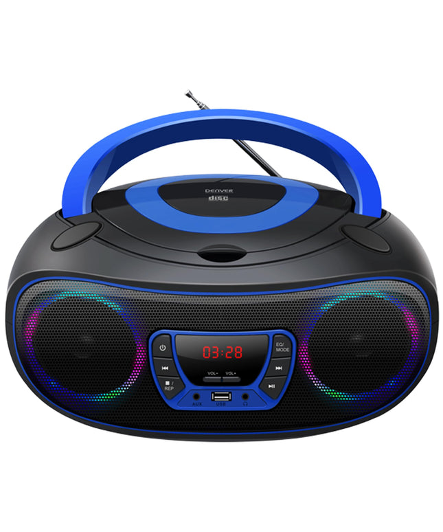 Denver Electronics TCL-212BT - CD-mängija (4 W, FM, väline, kaasaskantav CD-mängija, sinine, 3,5 mm)