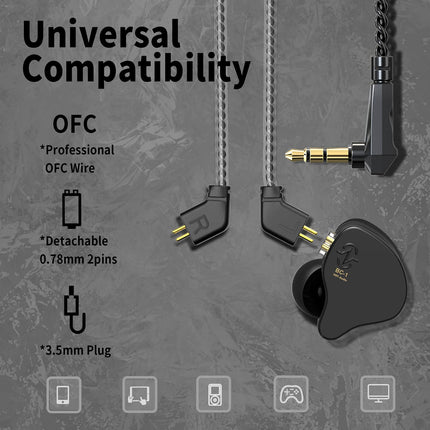 Yinyoo CCZ Melody kõrvasisesed kõrvaklapid, juhtmega kõrvaklapid ilma mikrofonita, kõrvamonitorid, IEM HiFi bass 1DD 1BA-ga, kõrvauimedega, 4N OFC-kaabel muusikutele, lauljatele