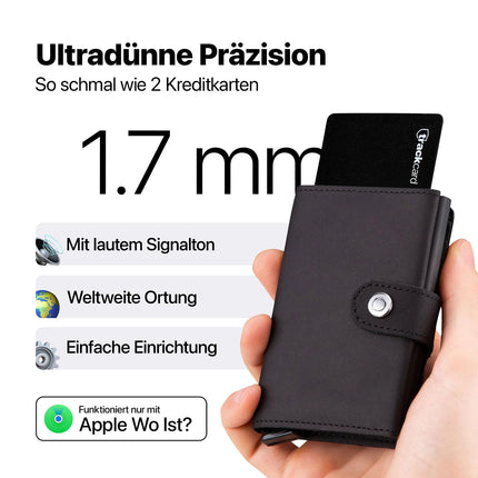 TRACKCARD® õhusildiga rahakotilaadne jälgimisseade | Laetav, nutikas ja veekindel | Ühildub Apple Find My (iOS) Bluetooth-jälgimiskaardiga rahakottide, passide ja pagasi jaoks