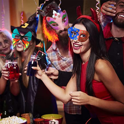 12 valget maski, kassimask, maskid maalimiseks, värvimata tühi pabermask, rebasemask, karneval, pidu, maskiballi pidu, halloween, karneval, cosplay, isetegemise maalimine, innovatsioon