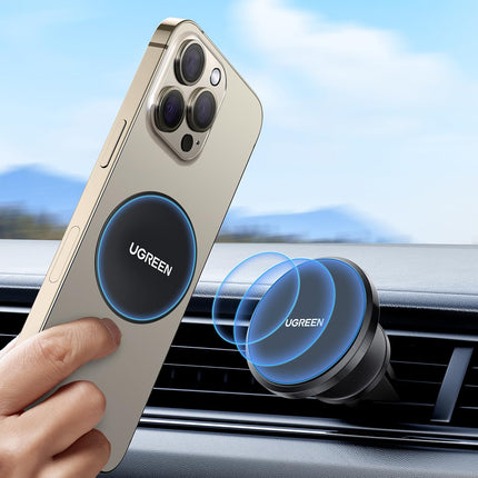 UGREEN autotelefonihoidja magnetiga õhutusava magnetiline telefonihoidja autole 360° kahe metallplaadiga magnetiline autotelefonihoidja, ühildub iPhone 15 Pro Max Plus 14 13 Galaxy S23 jne-ga (jäätunud)