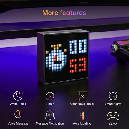 Divoom Timebox-Evo Pixel Art Portable Bluetooth Speaker with Programmable 256 LED Panel, 3.9 x 1.5 x 3.9 inches (Black)
