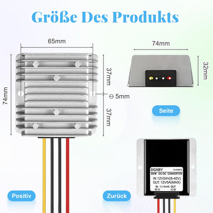 1 tk DC 8V-40V kuni 12V 5A 60W pingemuundur, automaatne üles-alla pinge regulaator, veekindel DC-DC 12V pinge stabilisaator, pinge piiraja ventilaatori mootorile