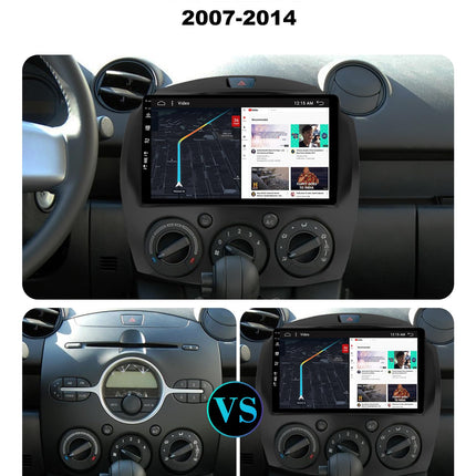 SXAUTO Android 14-6G+128G - IPS autoraadio sobib Mazda 2-le (2007-2012) - sisseehitatud Carplay/Android Auto/DSP - LED-kaamera + mikrofon - DAB roolil juhtimine kiire käivitusega 360-kaamera WiFi AHD - 2 DIN 9-tolline
