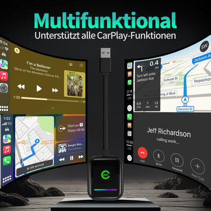 VANBAR Android Auto juhtmevaba adapter, 2-ühes autoraadio Apple Carplay juhtmevaba adapter iOS-i, USB-A ja USB-C pistikprogrammiga autoühenduse loomiseks, sobib AA ja Carplayga autodele