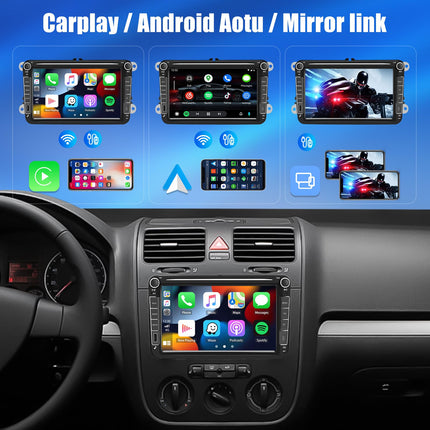 [2+64G] CAMECHO Android 13 autoraadio VW Golf 5, Golf 6, Skoda Polo, Passat Tiguan Touranile koos Carplay/Android Auto/Mirrorlinkiga, 8-tolline mahtuvuslik puuteekraan WiFi, GPS, FM, Bluetooth