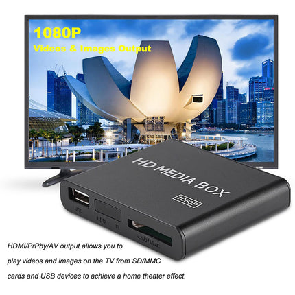 ciciglow videomeediapleier, Full HD meediapleier USB lugemisfunktsiooniga, mobiilne kõvaketas, SD-kaardi tugi HDMI/YUV/AV väljund 5V toiteallikas juurdepääsuks