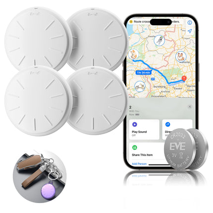 Õhujälgija sildid, nutikas Bluetooth-esemete leidja, nutikas silt töötab Apple'i rakendusega Find My (ainult iOS), vahetatav Bluetooth-aku võtmete, pagasi, kohvrite, rahakottide jaoks