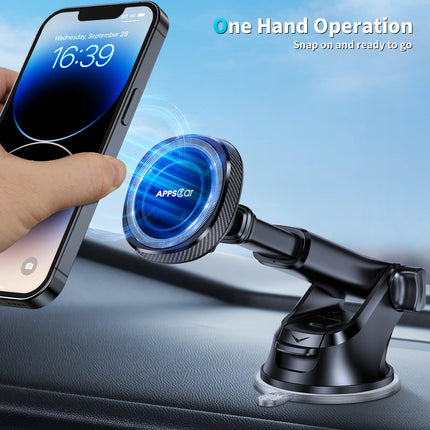 APPS2Car autotelefonihoidik Mag-Safe autotelefonihoidik automagnetiga iminapaga esiklaasile universaalne magnetiline iPhone'i autokinnitus, mis ühildub iPhone 15 14 13 12-ga