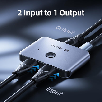 llano HDMI Switch, 8K HDMI2.1 Bi-Directional Switcher Splitter Supports 8K@60Hz 4K@120Hz HD2.3, Aluminum HDMI Switcher Selector for PS4/PS5 Xbox Roku Apple TV Fire Stick