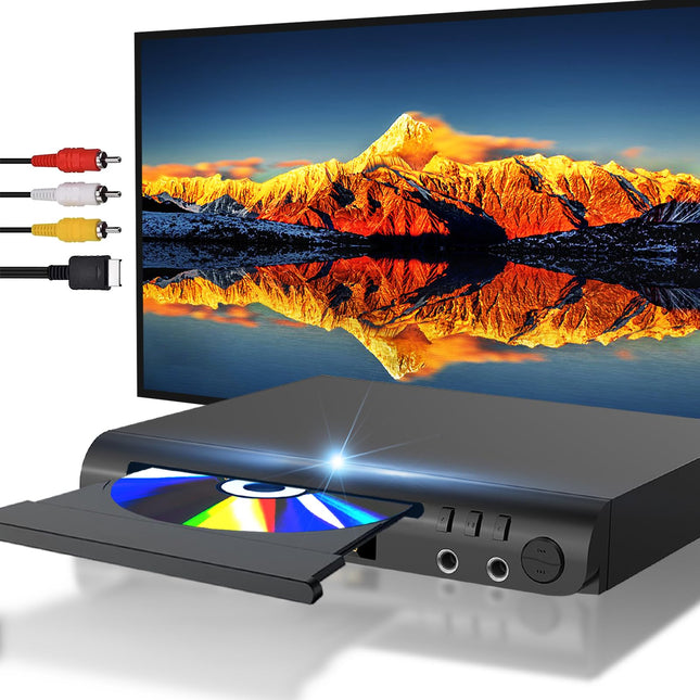 HDMI DVD-mängija telerile, kõikide piirkondade tasuta DVD-mängija karaokeportide ja USB-sisendiga, PAL/NTSC-ühilduvus, kodune CD-mängija HDMI- ja RCA/AV-kaablitega