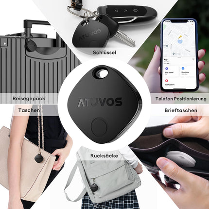 ATUVOS Air Tag võtmeotsija 2 tk pakis, nutikas jälgimisvõtmeotsija, mis ühildub Apple Find My rakendusega (ainult iOS, Android ei ole toetatud), Bluetooth-võtmeotsija pagasi/kohvrite/kottide jaoks, vahetatav aku