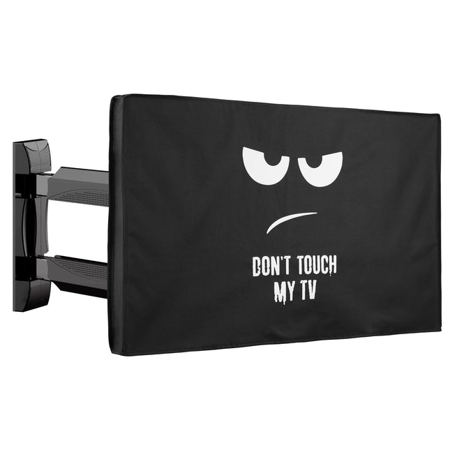 kwmobile compatible with 55" TV Outdoor TV Cover - TV Case Screen Protector - Weatherproof - White Black Don't Touch My TV